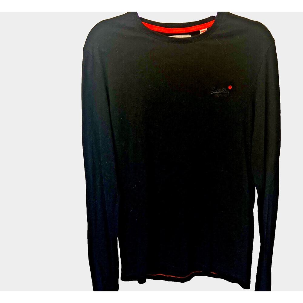 Super Dry long sleeve tee shirts mens black orange label logo size small classic